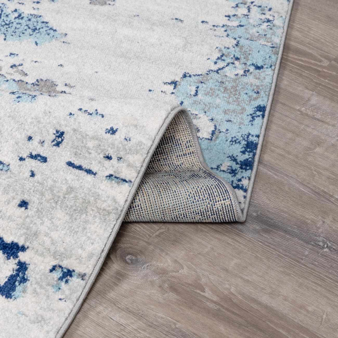 Beverly Modern Abstract Design Blue And Ivory Area Rug