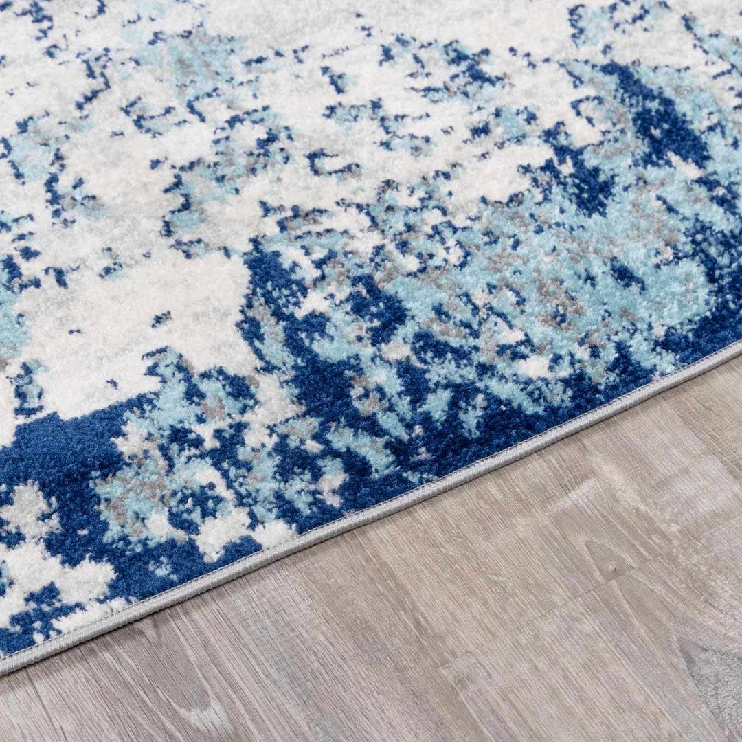 Beverly Modern Abstract Design Blue And Ivory Area Rug