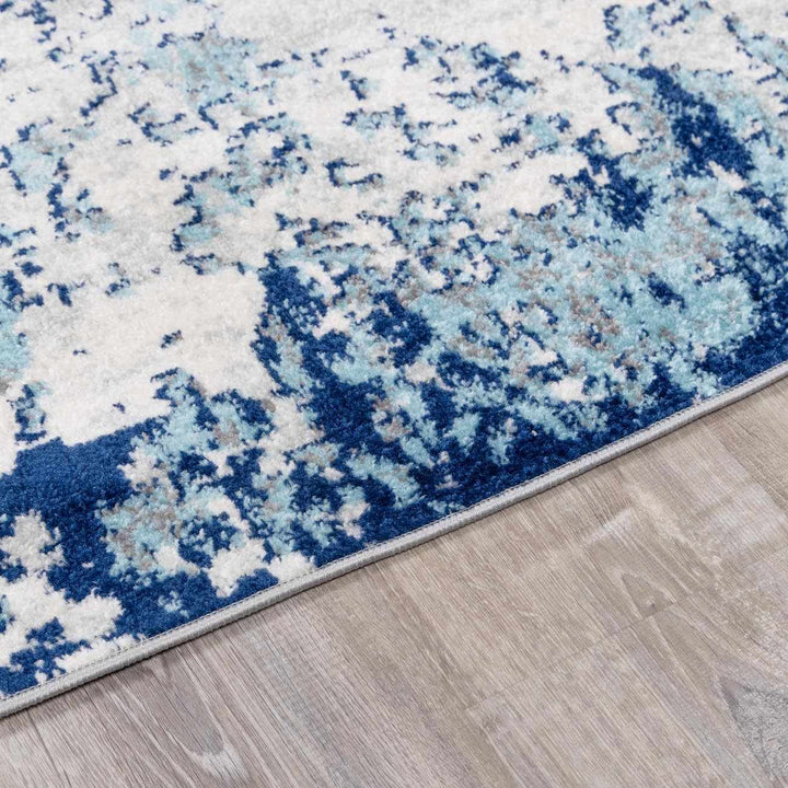 Beverly Modern Abstract Design Blue And Ivory Area Rug