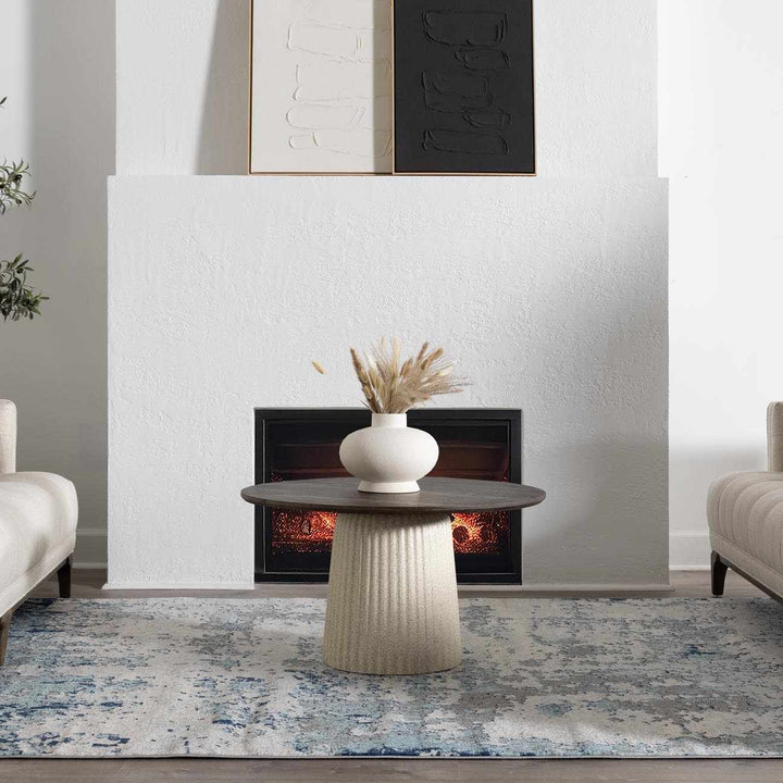 Beverly Modern Abstract Design Blue And Ivory Area Rug