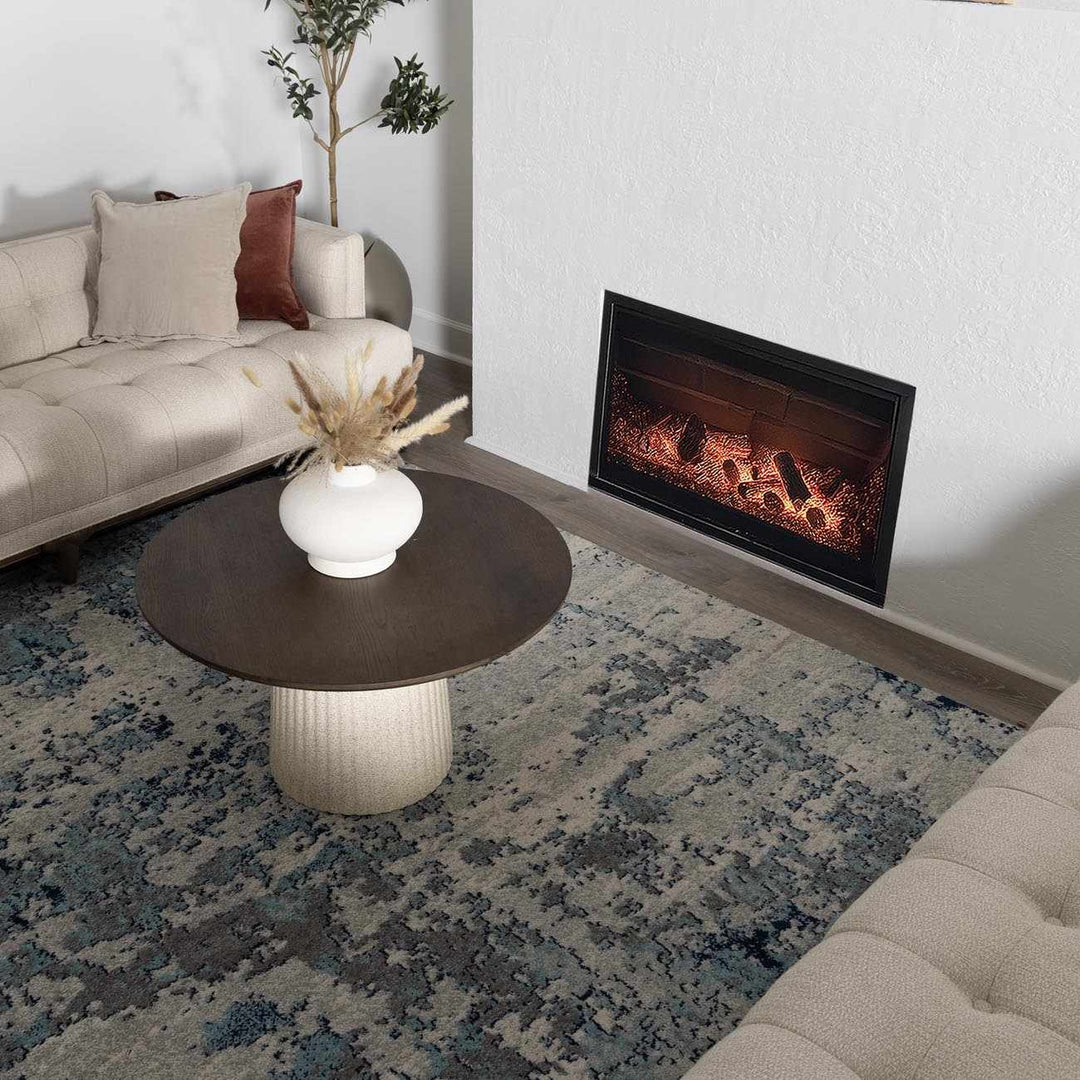 Beverly Modern Abstract Design Blue And Ivory Area Rug