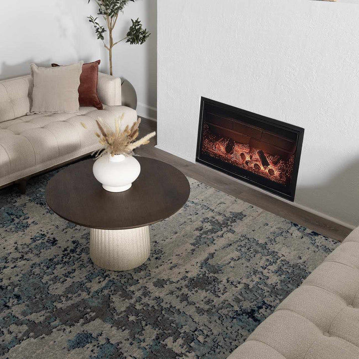 Beverly Modern Abstract Design Blue And Ivory Area Rug