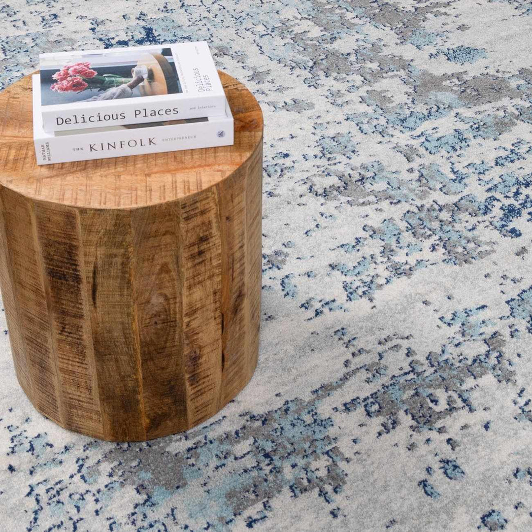 Beverly Modern Abstract Design Blue And Ivory Area Rug