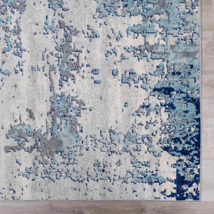 Beverly Modern Abstract Design Blue And Ivory Area Rug