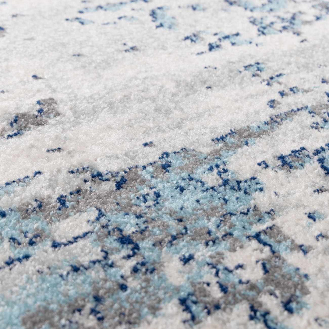 Beverly Modern Abstract Design Blue And Ivory Area Rug