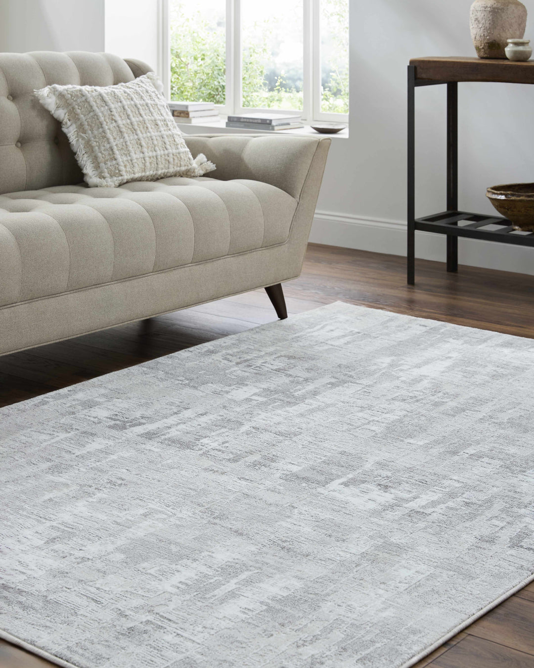 Branka Modern Abstract Design Ivory And Gray Area Rug
