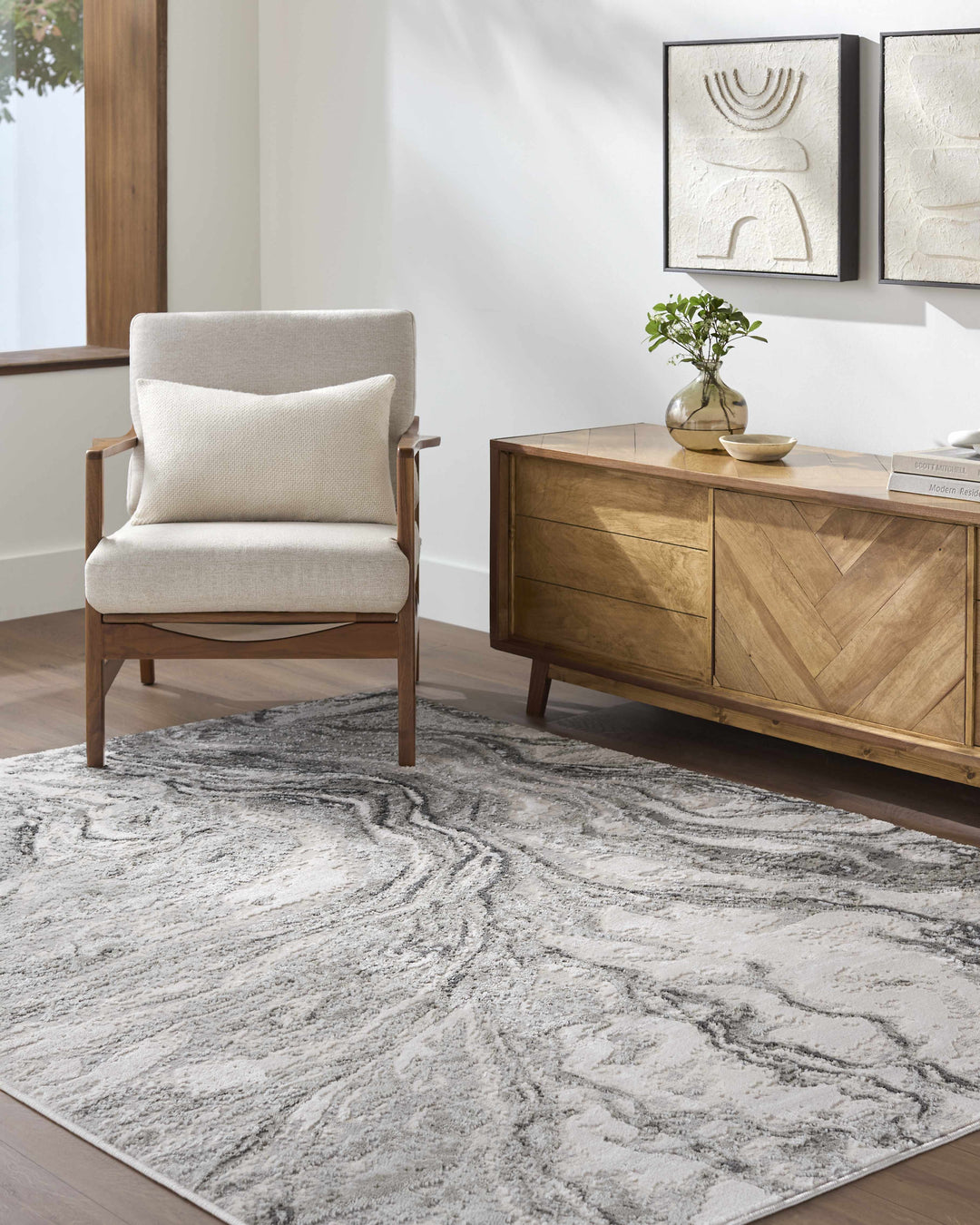 Brandi Modern Abstract Design Gray Area Rug
