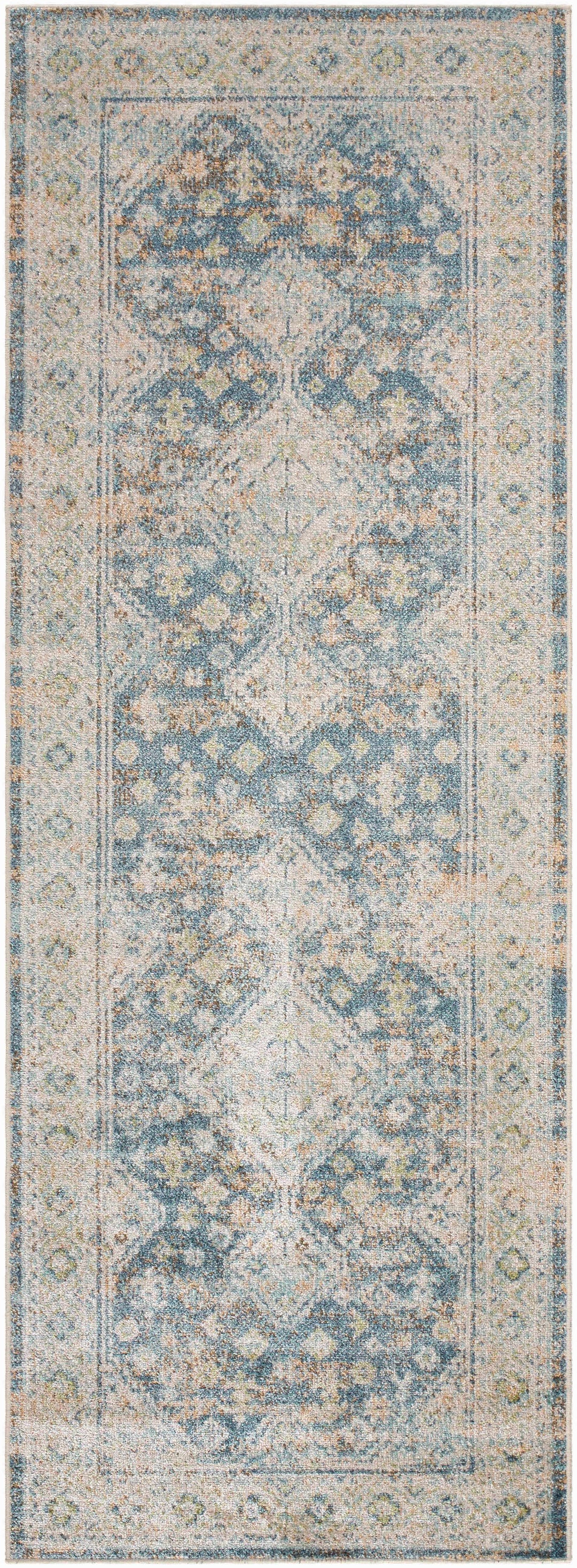 Bhavya Traditional Style Blue And Beige Washable Area Rug