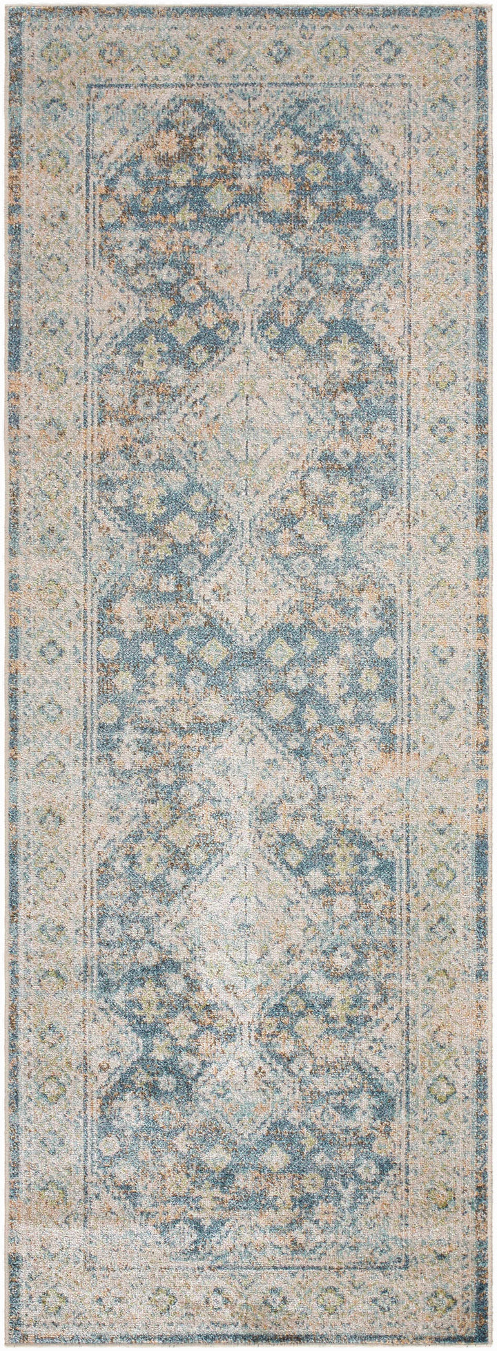 Bhavya Traditional Style Blue And Beige Washable Area Rug
