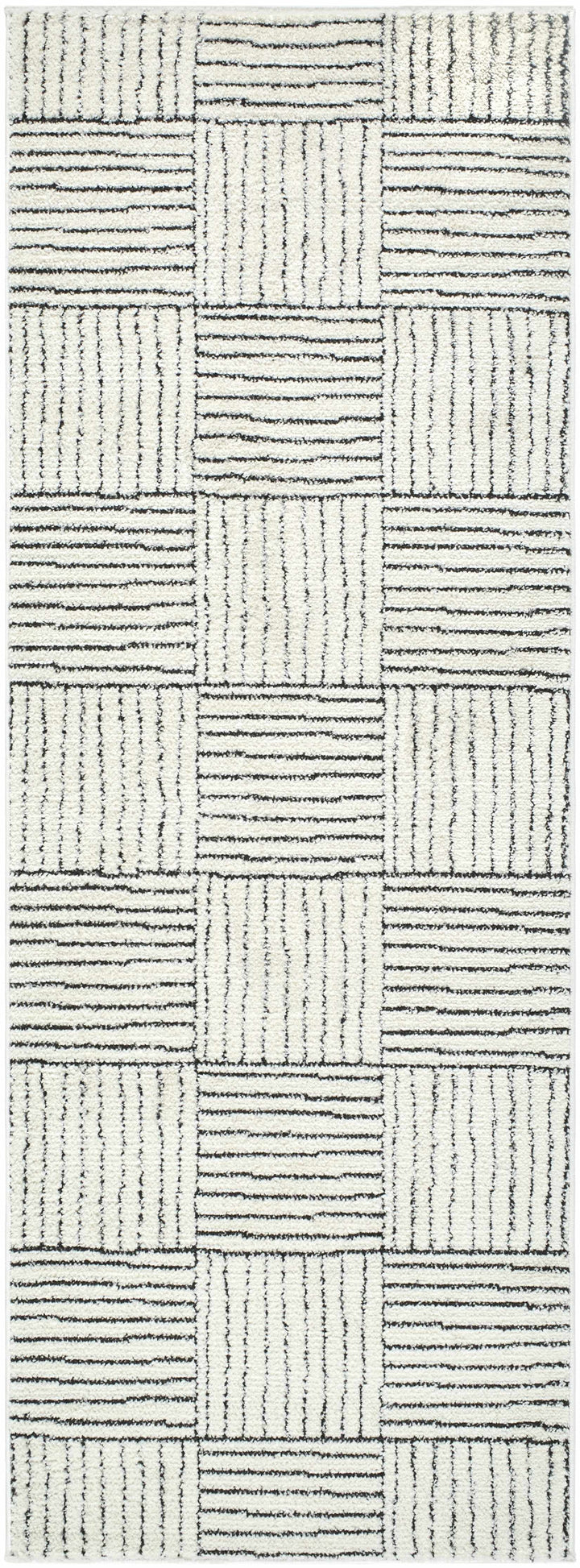 Basira Geometrical Ivory And Black Machine Woven Rug