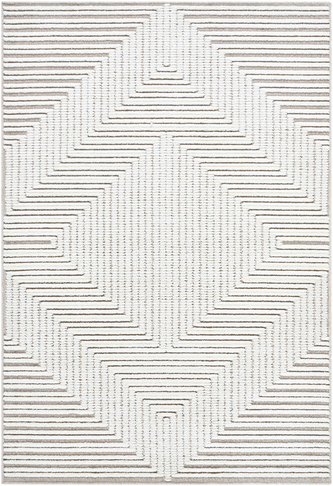 Briana Modern Geometric Design White Washable Rug
