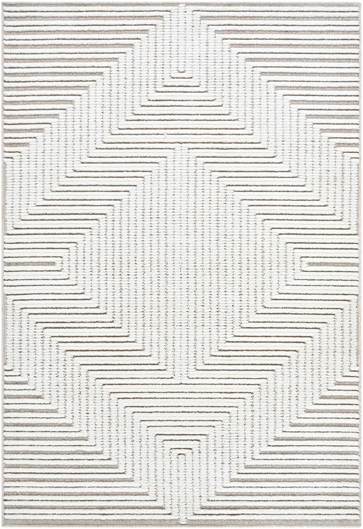 Briana Modern Geometric Design White Washable Rug