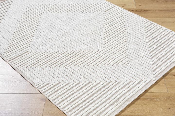 Briana Modern Geometric Design White Washable Rug