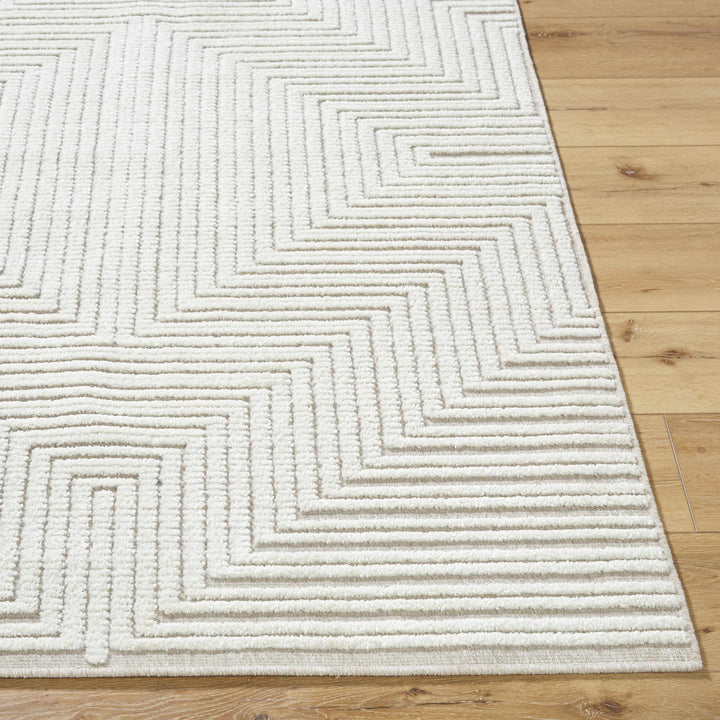 Briana Modern Geometric Design White Washable Rug