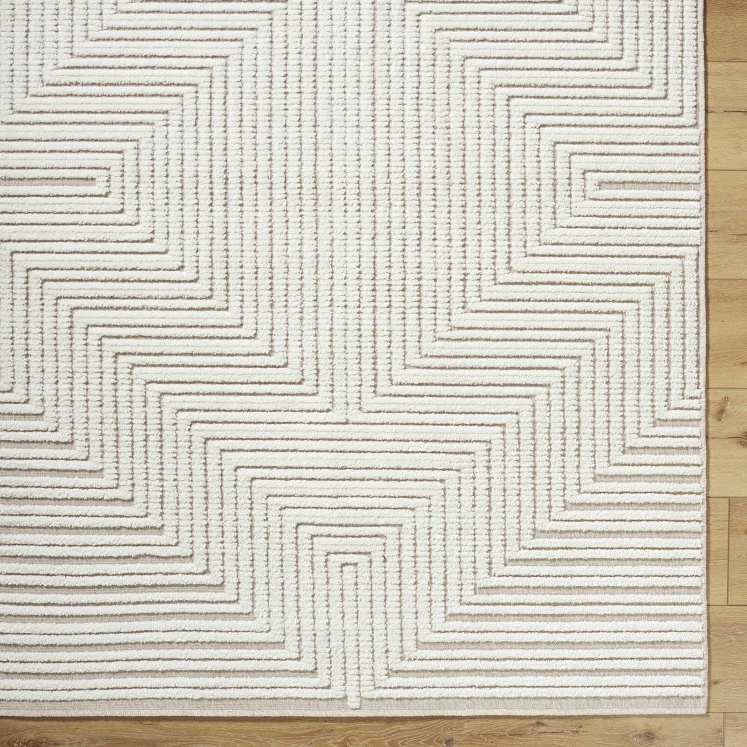 Briana Modern Geometric Design White Washable Rug