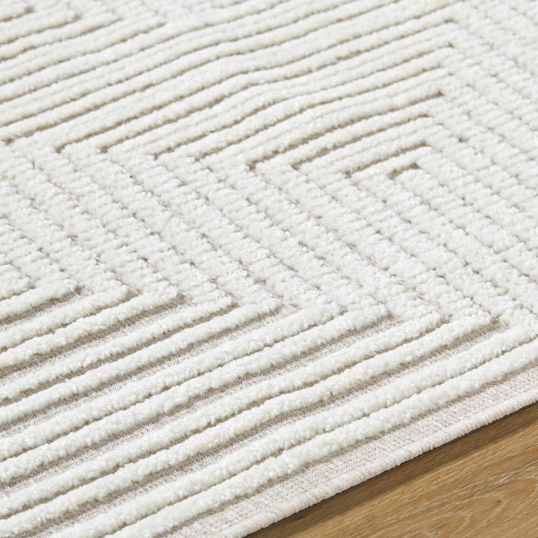 Briana Modern Geometric Design White Washable Rug