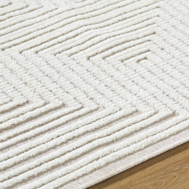 Briana Modern Geometric Design White Washable Rug