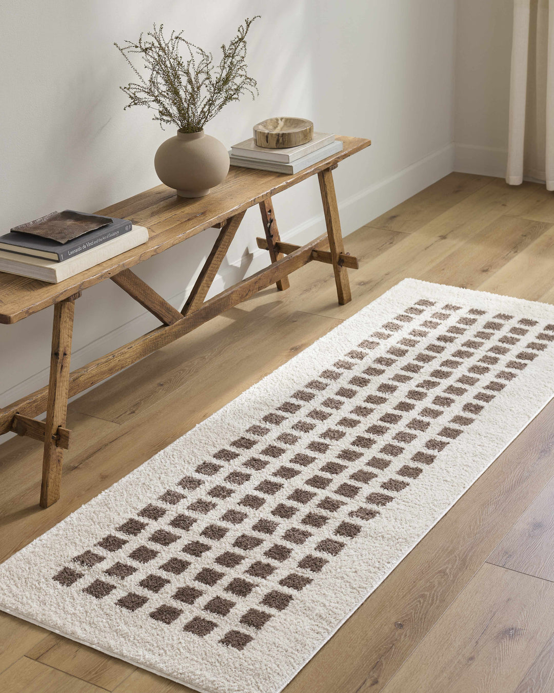 Baback Modern Geometrical Beige And Brown Area Rug