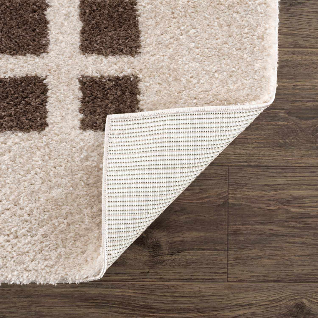 Baback Modern Geometrical Beige And Brown Area Rug
