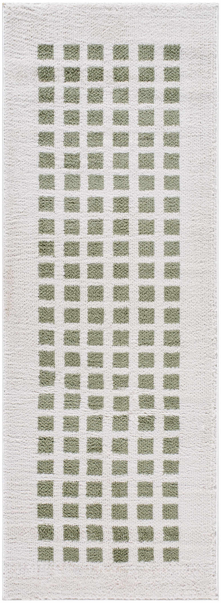 Baback Modern Geometrical Beige And Green Washable Area Rug