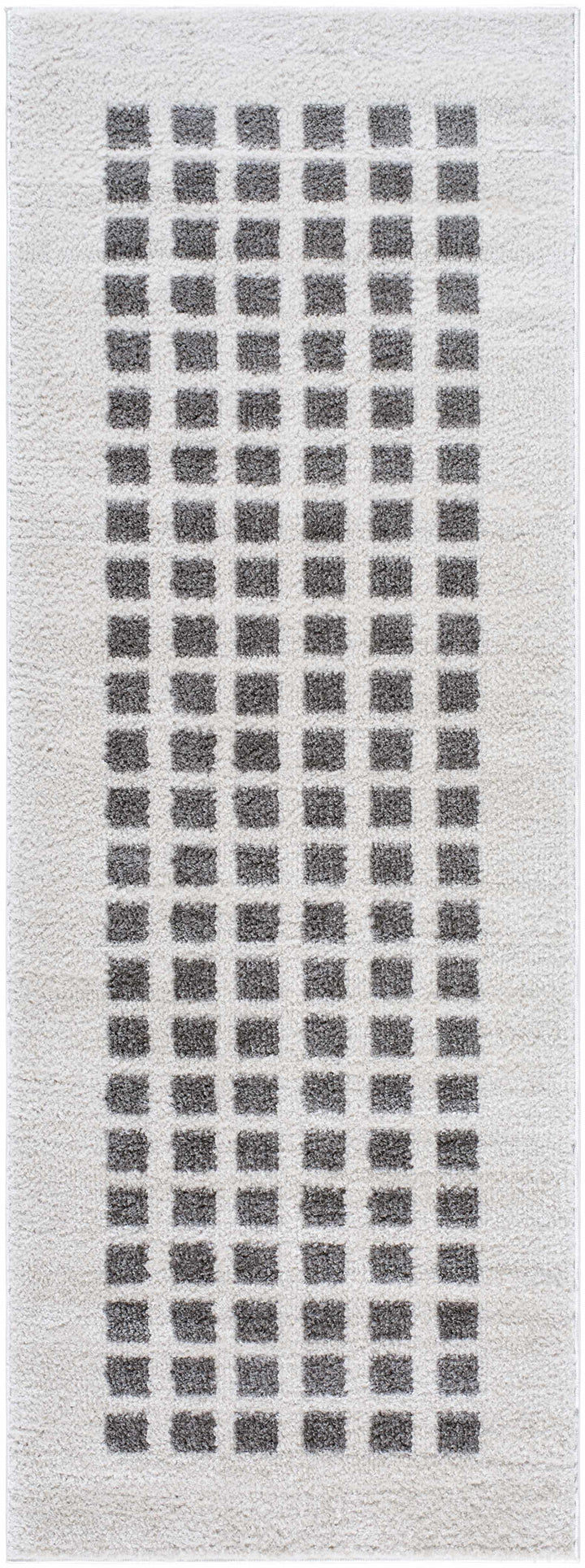 Baback Modern Geometrical Beige And Charcoal Washable Area Rug