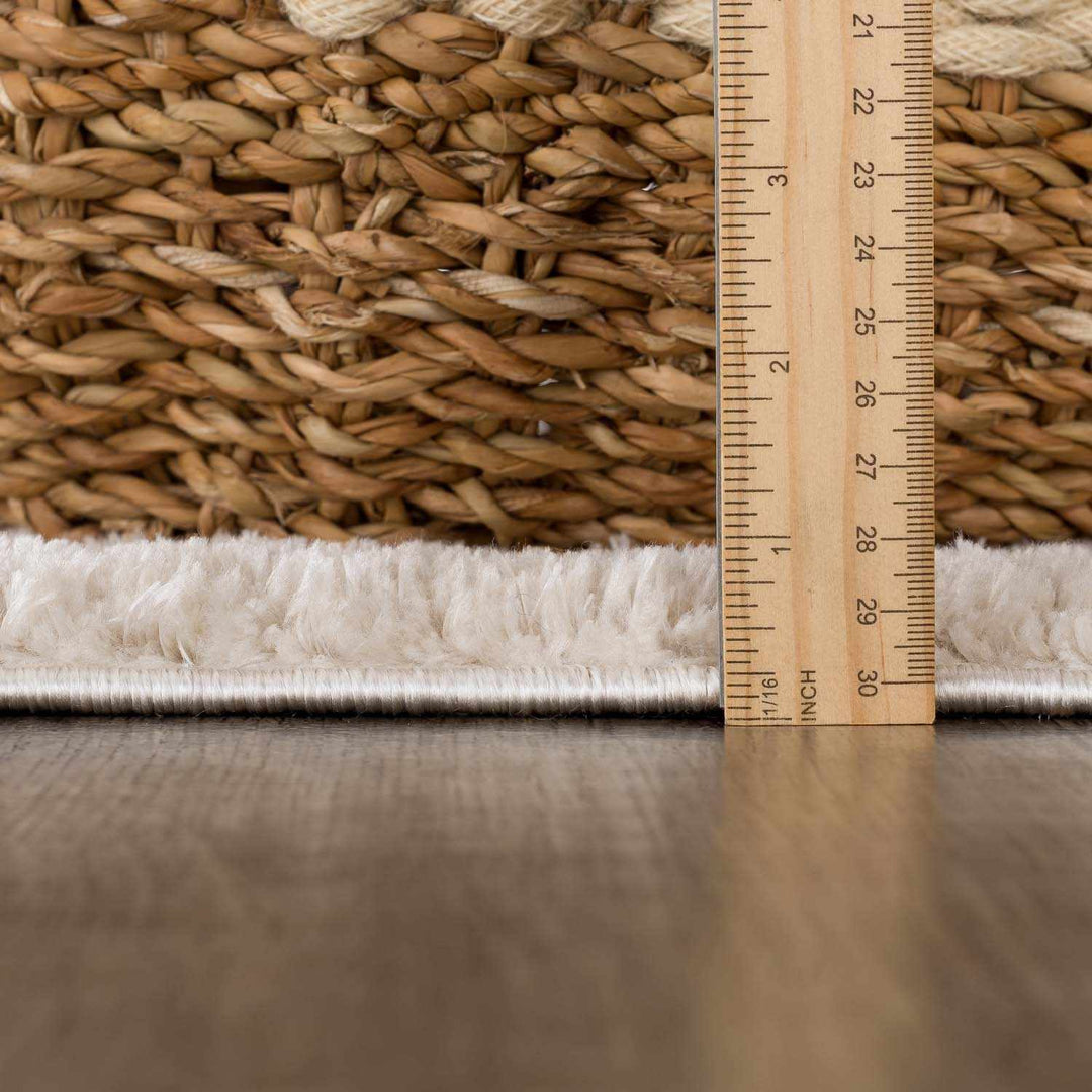 Baback Modern Geometrical Beige And Charcoal Washable Area Rug