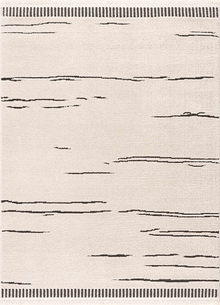 Aulii Modern Abstract Design Beige And Charcoal Area Rug