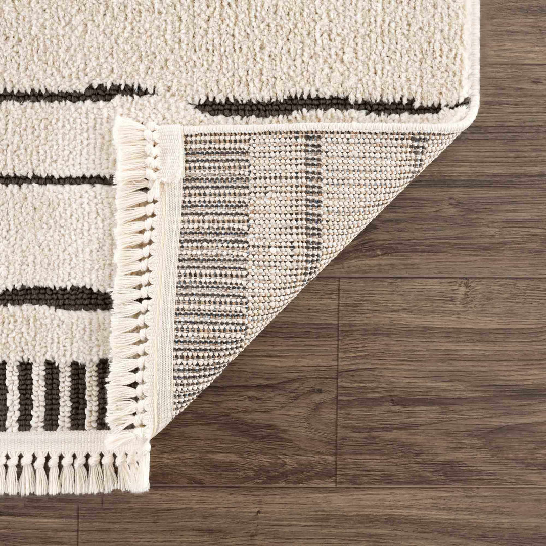 Aulii Modern Abstract Design Beige And Charcoal Area Rug