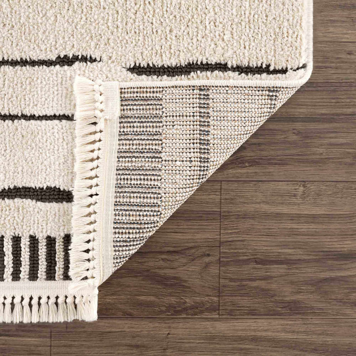 Aulii Modern Abstract Design Beige And Charcoal Area Rug