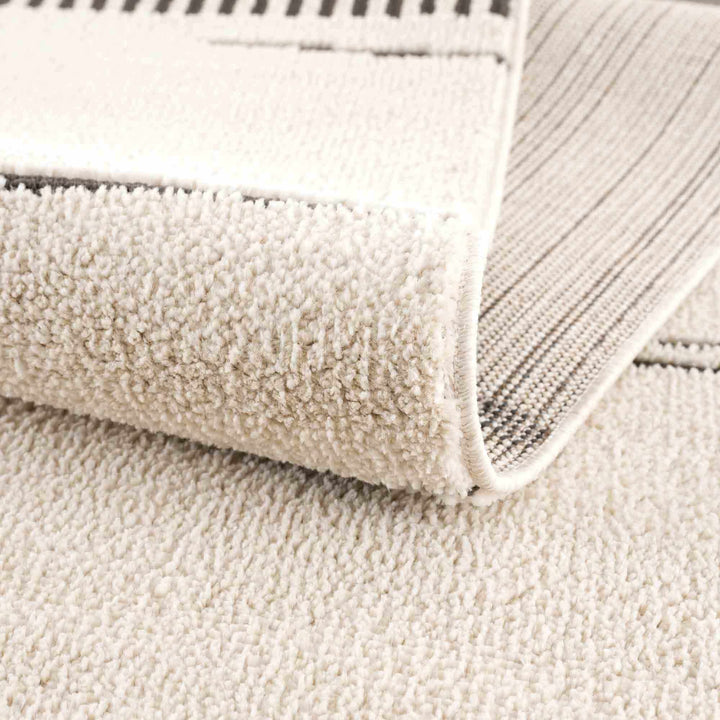 Aulii Modern Abstract Design Beige And Charcoal Area Rug