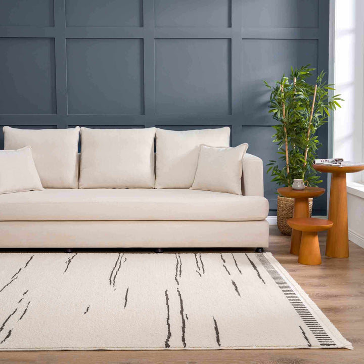 Aulii Modern Abstract Design Beige And Charcoal Area Rug
