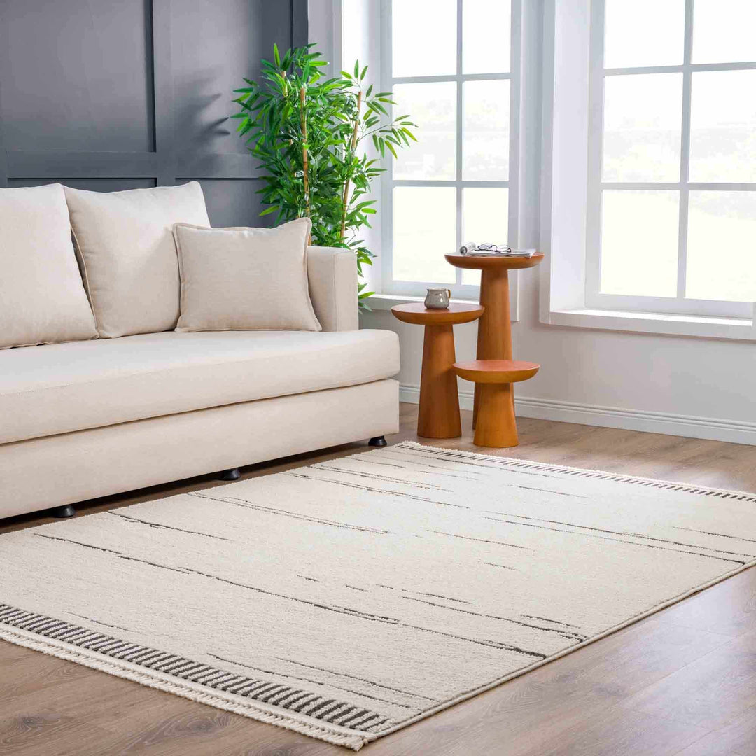 Aulii Modern Abstract Design Beige And Charcoal Area Rug
