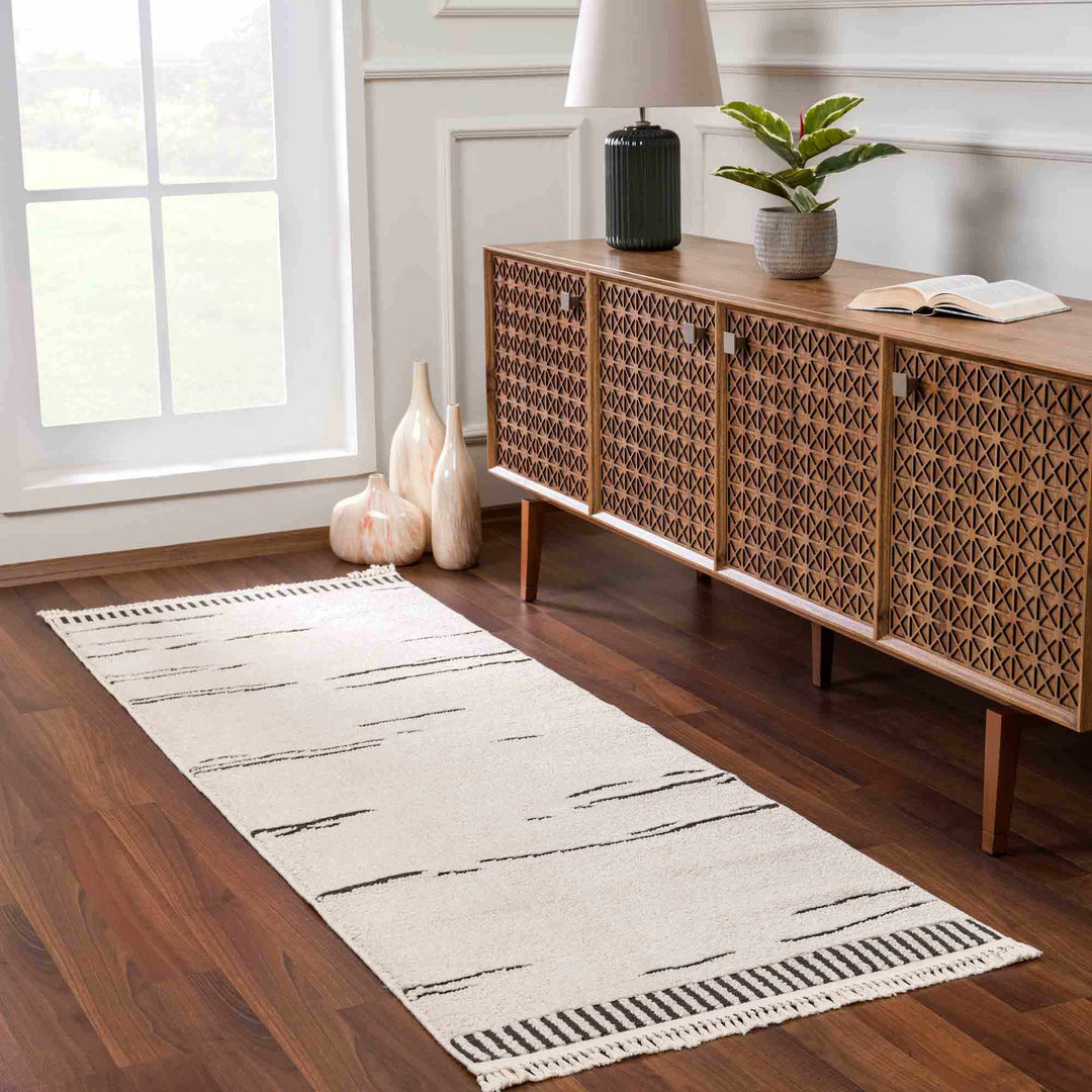 Aulii Modern Abstract Design Beige And Charcoal Area Rug