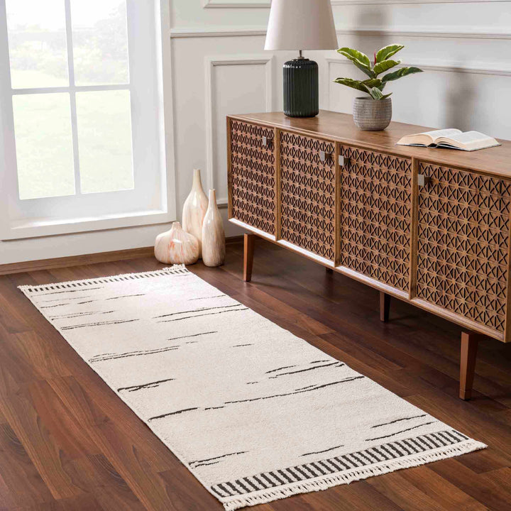 Aulii Modern Abstract Design Beige And Charcoal Area Rug