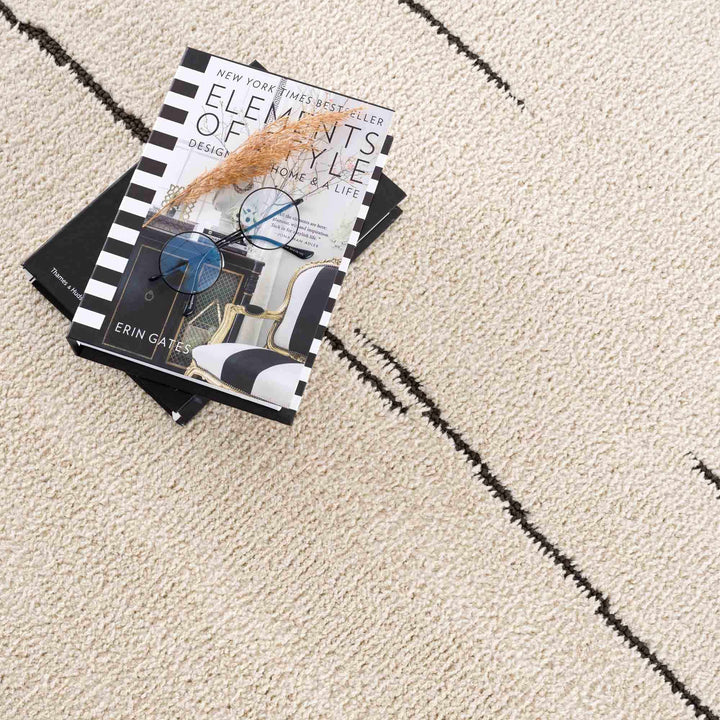Aulii Modern Abstract Design Beige And Charcoal Area Rug