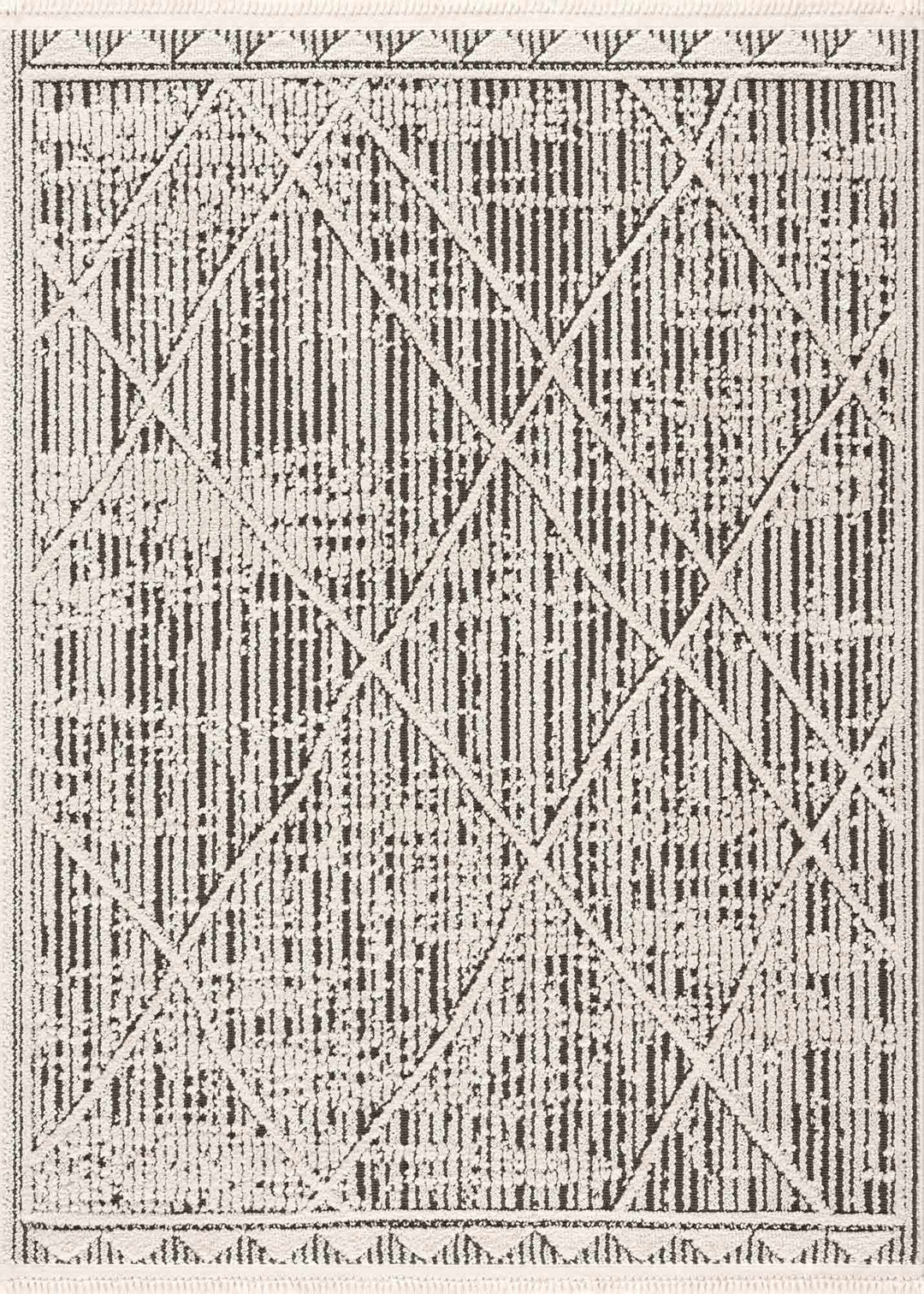 Umay Contemporary Geometrical Ivory And Black Rug