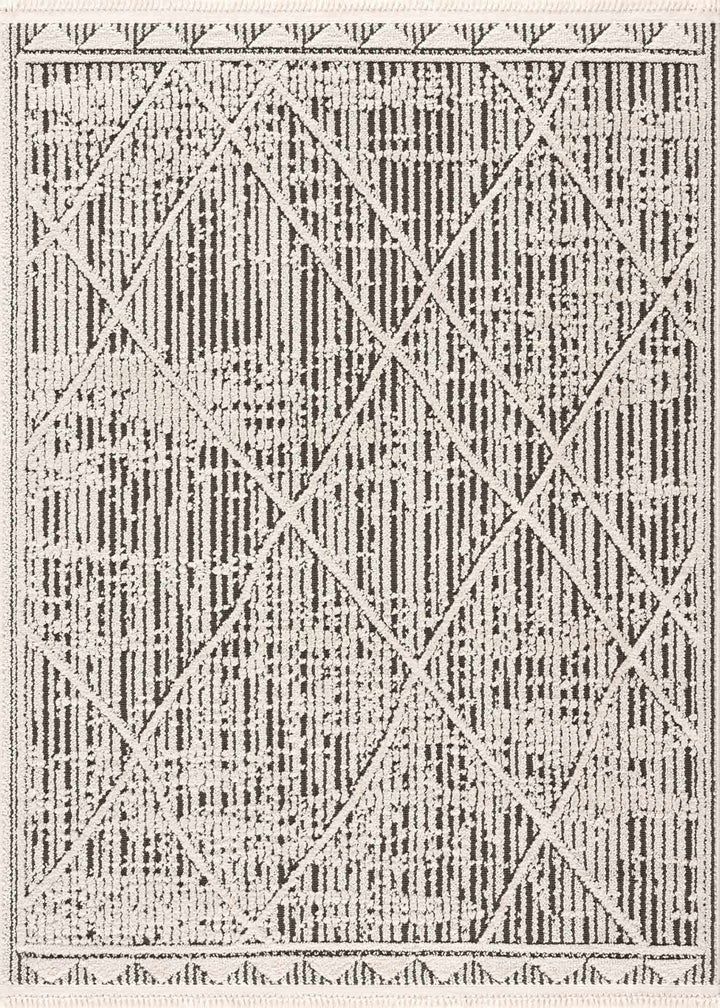 Umay Contemporary Geometrical Ivory And Black Rug