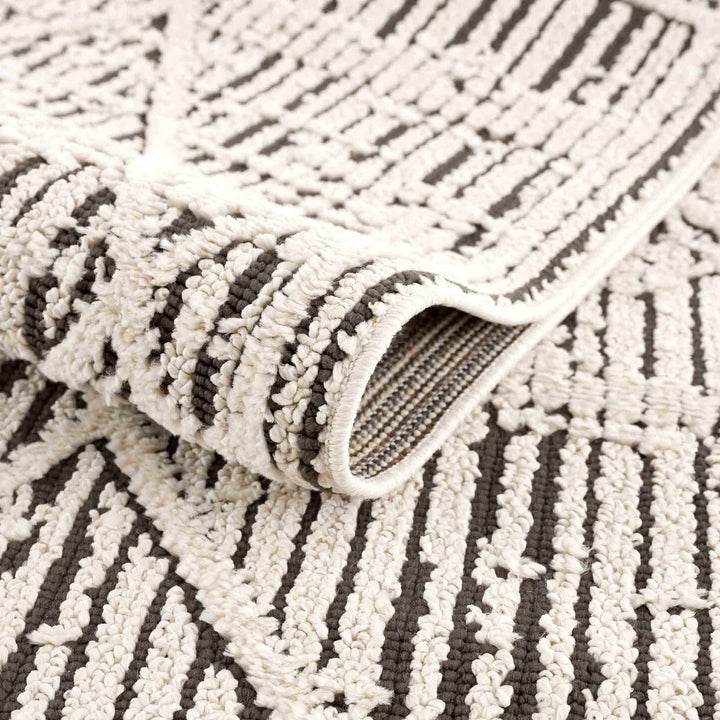 Umay Contemporary Geometrical Ivory And Black Rug