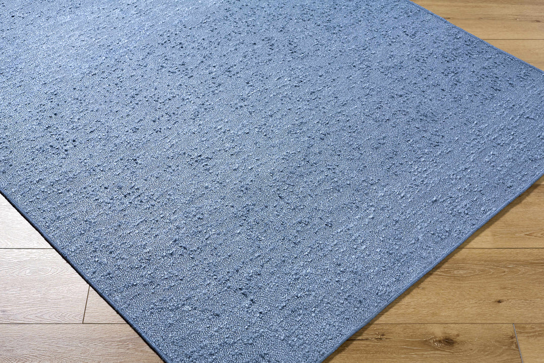 Breena Contemporary Solid Blue Washable Rug