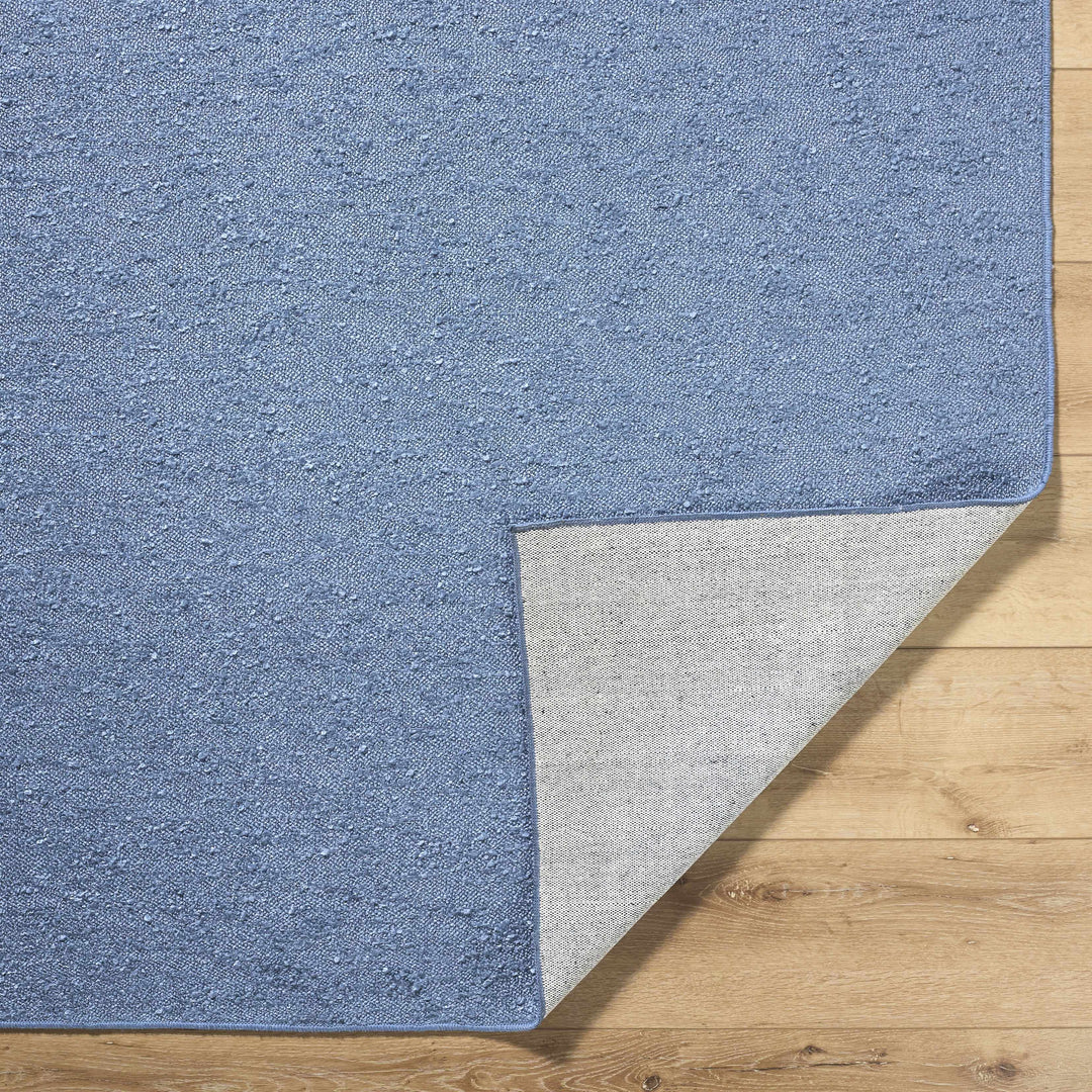 Breena Contemporary Solid Blue Washable Rug