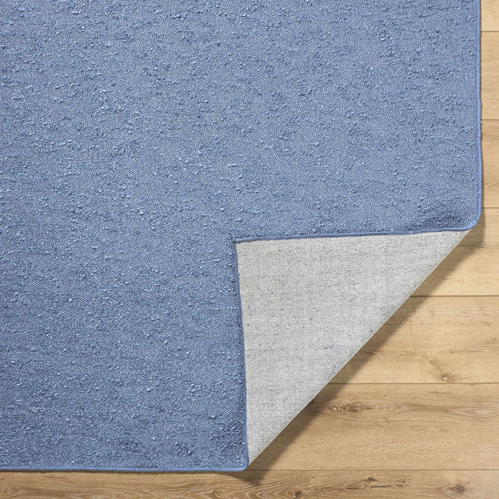 Breena Contemporary Solid Blue Washable Rug