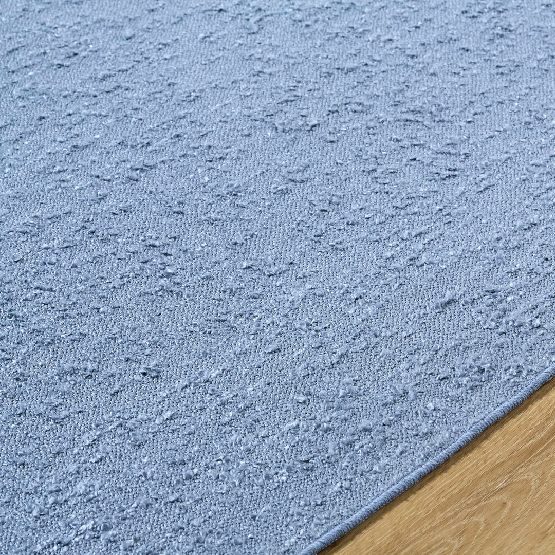 Breena Contemporary Solid Blue Washable Rug