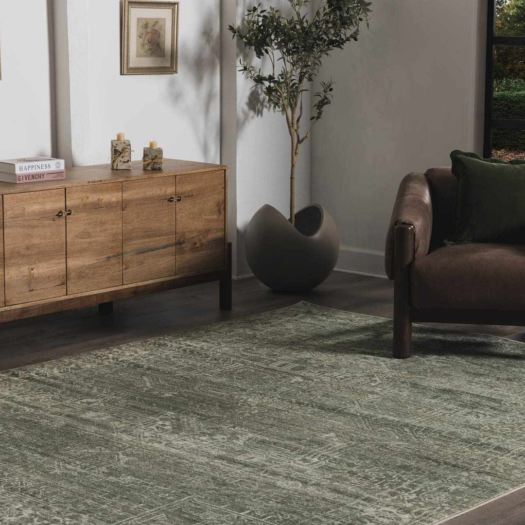 Anakin Traditional Style Green Area Rug