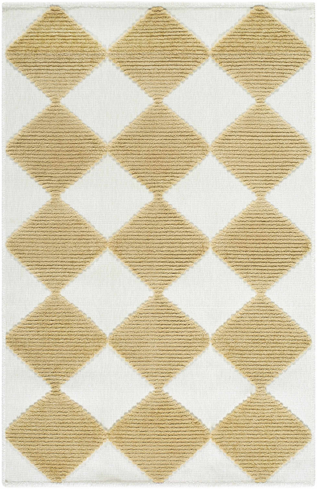 Bosley Modern Geometrical Camel And White Washable Rug
