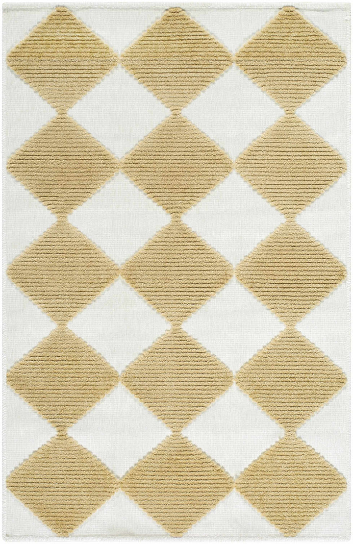 Bosley Modern Geometrical Camel And White Washable Rug