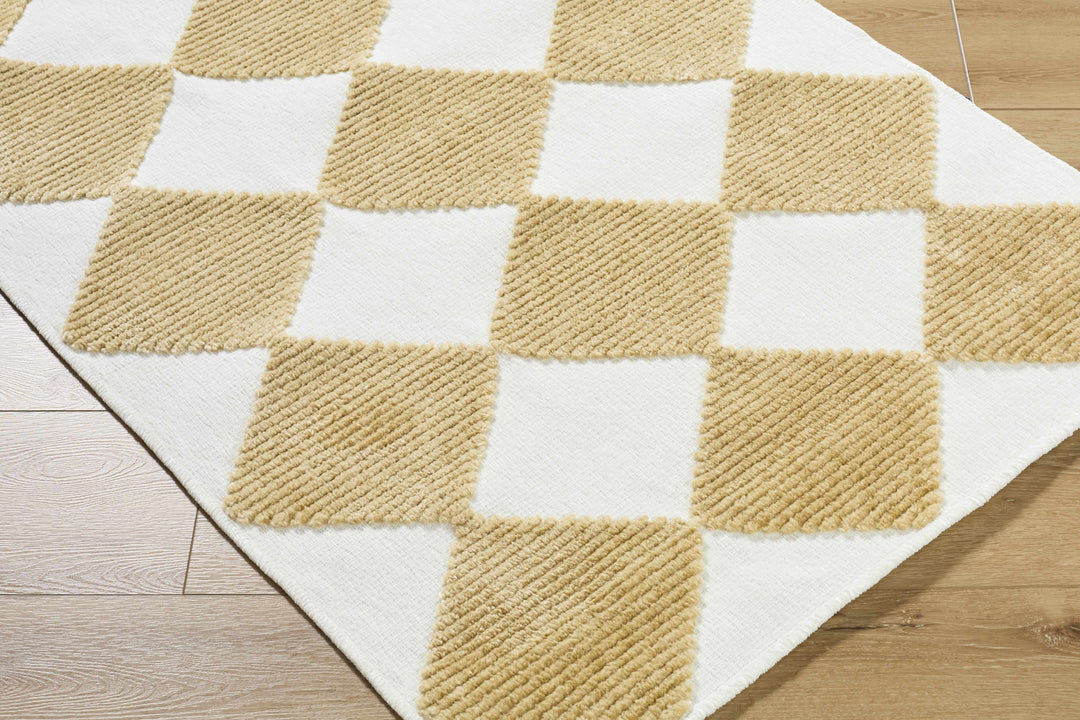 Bosley Modern Geometrical Camel And White Washable Rug