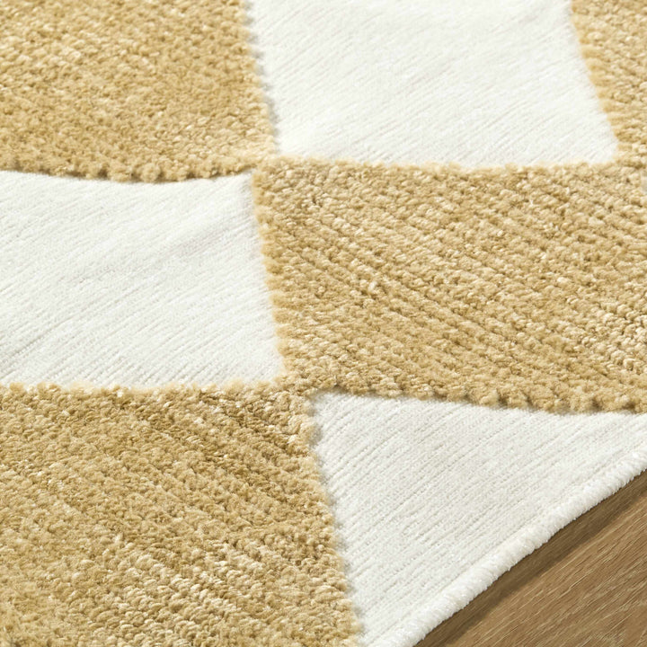 Bosley Modern Geometrical Camel And White Washable Rug