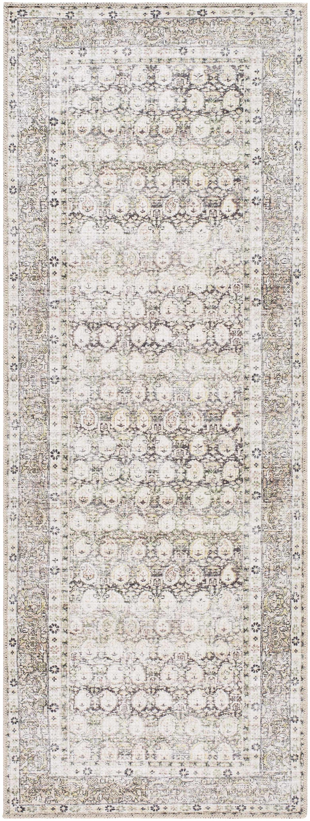 Bartek Traditional Style Brown And Ivory Washable Area Rug