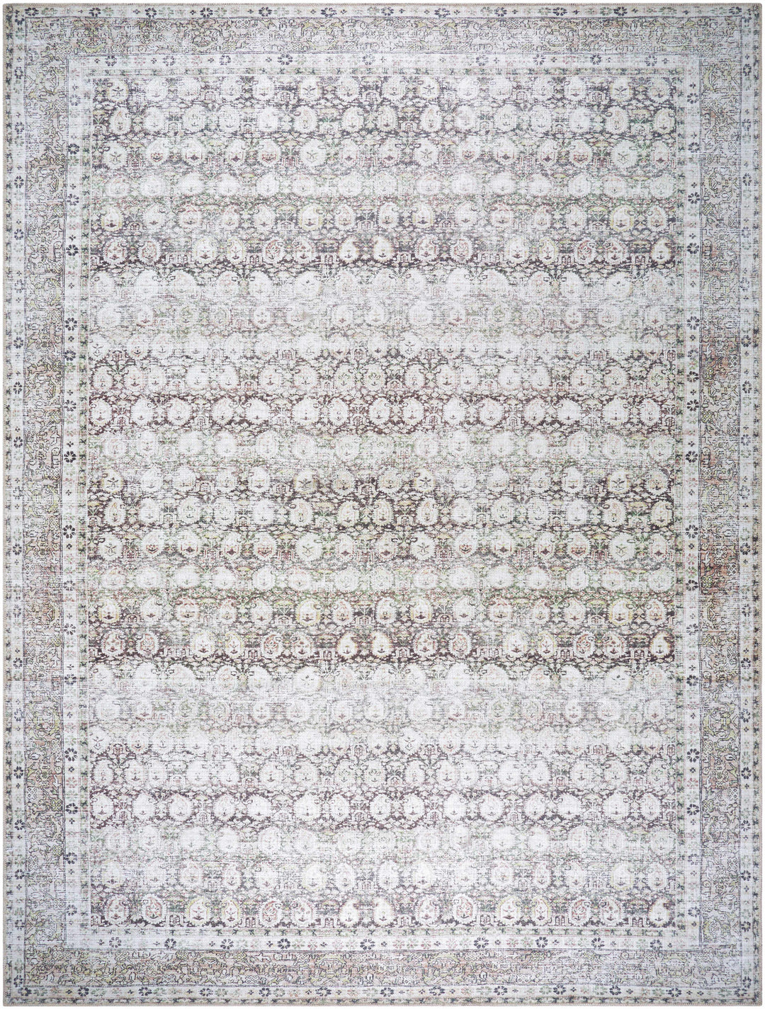Bartek Traditional Style Brown And Ivory Washable Area Rug