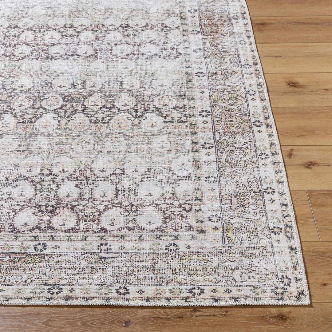 Bartek Traditional Style Brown And Ivory Washable Area Rug